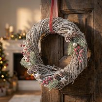 Product White pine wreath Ø30cm decorative natural wreath pine needles