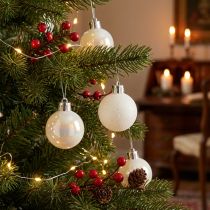 Product Christmas balls mother of pearl white plastic Ø3cm 14pcs
