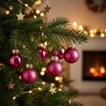 Product Mini glass balls Christmas tree balls pink Ø2.5cm 22 pcs