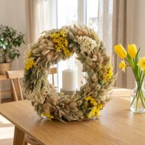 Product Dried flower wreath, natural decoration for table, living room and hallway, 25cm
