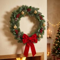 Product Artificially iced fir wreath, wall decoration, Christmas, green fir, glitter, Ø45cm