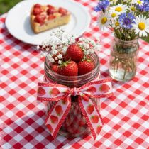 Product Decorative Ribbon Strawberries Fabric Ribbon Stable Edges 25mm 15m