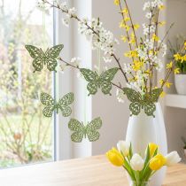 Product Decorative Hanging Butterfly Green Glitter 8cm 12 pcs