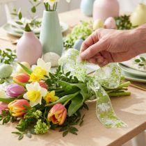 Product Decorative Ribbon with Butterflies 25mm Green Organza Ribbon Gift Ribbon 20m