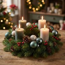 Product Christmas balls glass tree balls green grey 4 cm 24 pcs