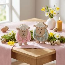 Product Wooden sheep decoration, cute decorative figure for spring and Easter, table decoration, 11cm, 6 pieces