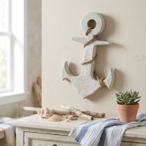 Product Anchor Deco Wood Maritime Deco White Blue 42cmx25cmx3.5cm