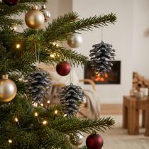 Product Christmas tree ornaments deco cones glitter anthracite H7cm 6 pieces