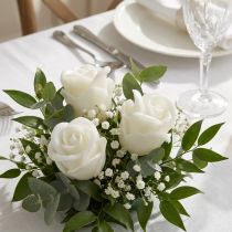 Product Artificial roses white wax roses decorative roses wax Ø6cm 18 pcs