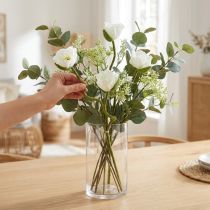 Product Artificial Flower Artificial Poppy Corn Rose White L55/60/70cm Set of 3