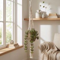Product Macrame hanging basket for pot Ø18-19cm cream H85cm