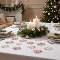 Product Snowflake 4cm pink/white with glitter 72 pcs