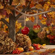 Product Hanging Ceramic Autumn Apple Decoration, 5cm, Set of 4
