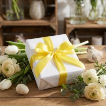 Product Decorative ribbon taffeta ribbon gift ribbon light yellow 40mm 50m