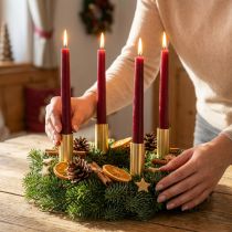 Product Candle holder for taper candles narrow gold Ø2.2cm H15cm 4pcs