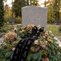 Product Velvet Ribbon Love Mourning Ribbon Hearts Black Gold 25mm 18m