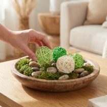 Product Rattan balls green light green cream sorted rattan Ø5cm 24 pcs