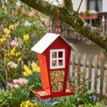 Product Bird Feeder Red and White Hanging Bird Feeder H21cm