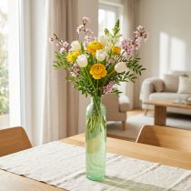 Product Green Glass Flower Vase – 30cm High, Ø6.5cm Shabby Chic Recycled Decorative Bottle