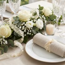 Product Decorative ribbon with pearls, cream, 20mm, 5m