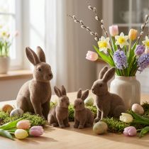 Product Rabbit flocked brown 11cm, 13.5cm 6 pcs
