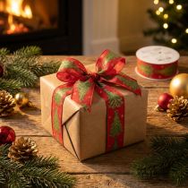 Product Festive Ribbon with Christmas Tree and Stars Design 40mm x 15m