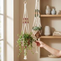 Product Hanging flowerpot macrame cream Ø12cm H85cm 2pcs