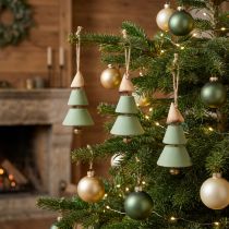 Product Christmas tree decorations, fir tree for hanging, Christmas green/natural H10cm L24cm 4pcs