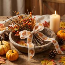 Product Gift ribbon selvedge ribbon autumn maple leaves 40mm 15m