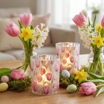 Product Elegant tulip-motif lantern for atmospheric spring decoration, 12.5cm, 2 pieces.