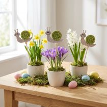 Product Flower Pot Stakes Funny Snails Felt Green Grey 6.5cm 12pcs