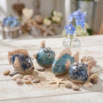 Product Small Fishes Funny Ceramic Decoration Blue Assorted 6-9cm 4 Pcs