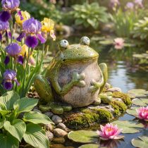 Product Decorative Ceramic Frog, Green and Brown, 15.5cm