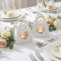Product Lantern Metal Decoration Bag with Heart White H18cm 2pcs