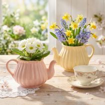 Product Planter Ceramic Decoration Teapot Orange Yellow 19.5×13.5×11cm 2 pcs