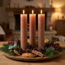 Product Solid coloured candles, stick candles caramel 50x300mm 4 pcs