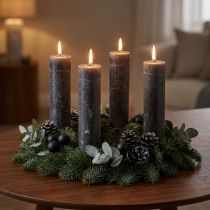 Product Candles in anthracite, solid coloured, taper candles 34x300 4 pcs