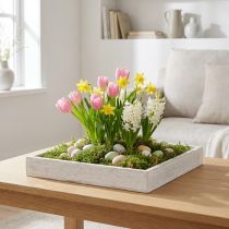 Product Decorative tray white square wood vintage 19×19cm 2pcs
