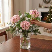 Product Hydrangea Pink snowed 33cm 4 pcs