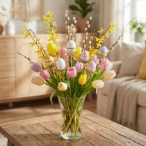 Product Decorative Easter Eggs with Bow Colorful 4x5.5cm 12 Pcs