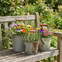 Product Decorative bucket metal rust vintage Ø15/17.5/22cm set of 3