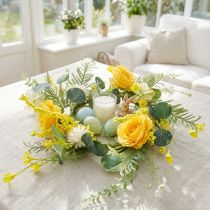Product Artificial flower wreath Artificial flower wreath yellow white 42cm