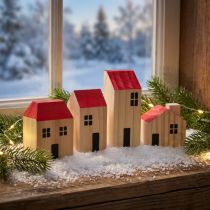 Product Wooden house decoration houses wood natural red 4 pieces