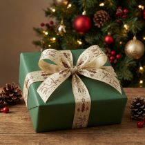 Product Gift Ribbon Christmas Reindeer Cream Brown B25 L18m