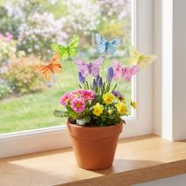 Product Decorative butterflies on wire colored feathers 5.5×8cm 12 pcs