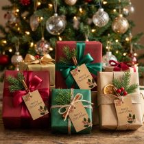 Product Gift tags Merry Christmas paper natural brown 8.5×5.5cm 20 pcs