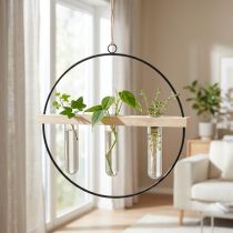 Product Test tube decorative vase, metal ring, black, hanging, modern