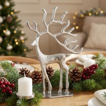 Product Reindeer decoration deer figure metal silver H31cm