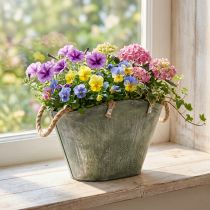 Product Flower pot with handles, bag, metal, jute, 24.5×17×15.5cm