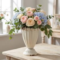 Product Small decorative metal goblet vase in vintage style